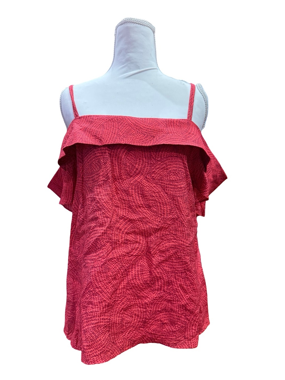 Anthropologie Maeve Off Shoulder Top Medium Coral Ruffle Cold Shoulder Boho - Picture 6 of 12